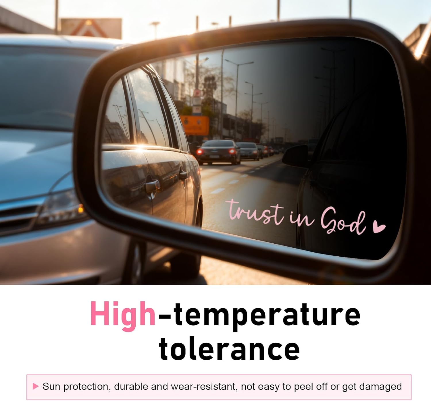 WZP 2PCS Trust in God Rearview Mirror Stickers, Vinyl Reflective Rear View Mirror Decal, Auto Waterproof Rear View Mirror Decorative Accessories for Car Truck Laptop (Pink) - Image 6
