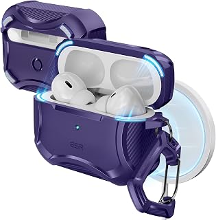 ESR Hülle für AirPods Pro 2/1, Cyber Armor, MagSafe kompatibel, Lila