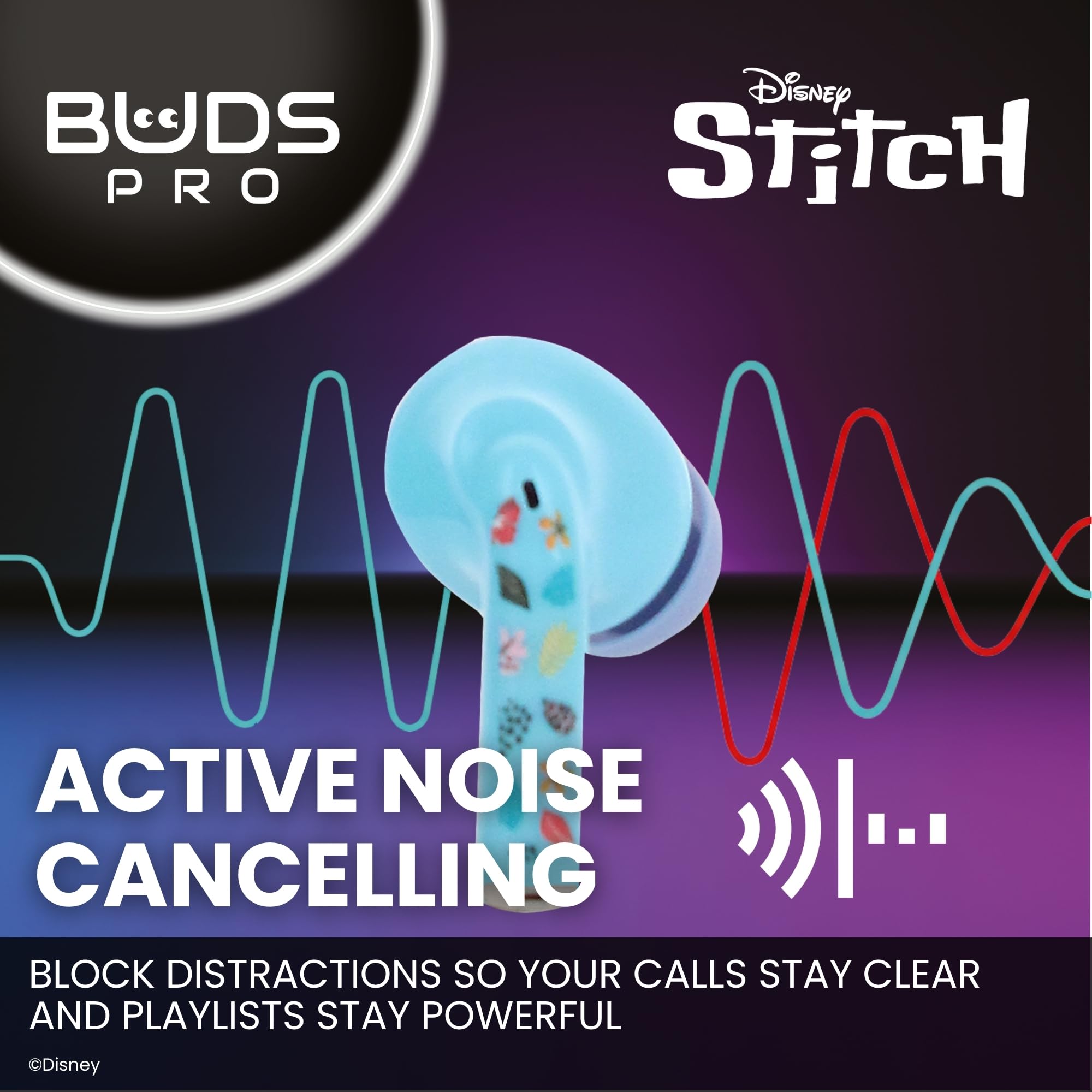 Buds Pro Stitch Auriculares inalambricos Bluetooth y Soporte movil - Cascos inalambricos in ear con microfono, 28+ horas de reproducción, Auriculares cancelacion ruido activa con certificación IPX4