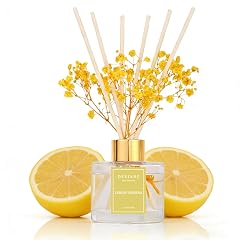 Reed Diffuser Set - 3 38 fl oz Lemon Verbena Premium Scented Oil with Preserved Babys Breath Cotton