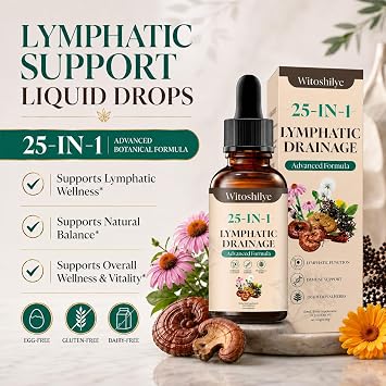 Lymphatic Drainage Supplements Drops for Immune, Cleanse & Detox, Lymph System Support, Liver Health with Calendula,Elderberry,Cleavers Herb,Burdock, Non-GMO, Raspberry Flavor(60 ml)