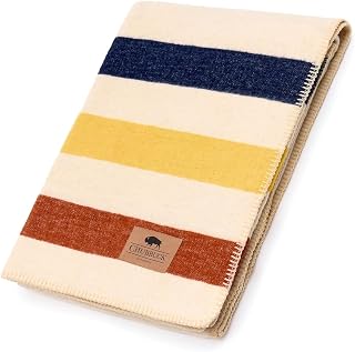 Chubbuck 100% Wool Camping Blanket 60x84 Fire Retardant Lighthouse - Warm Soft Reversible for Camping Emergency Home