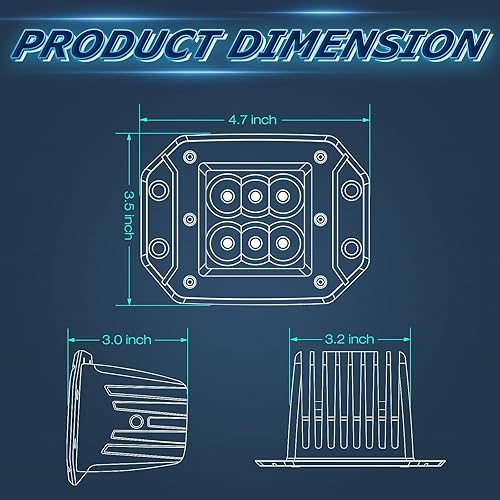 Miniatura 10 de Niwaker - Luces LED en forma de cubo, 120 W, 2 unidades, luces de conducción todoterreno de 3 pulgadas, luces de zanja, luces de trabajo