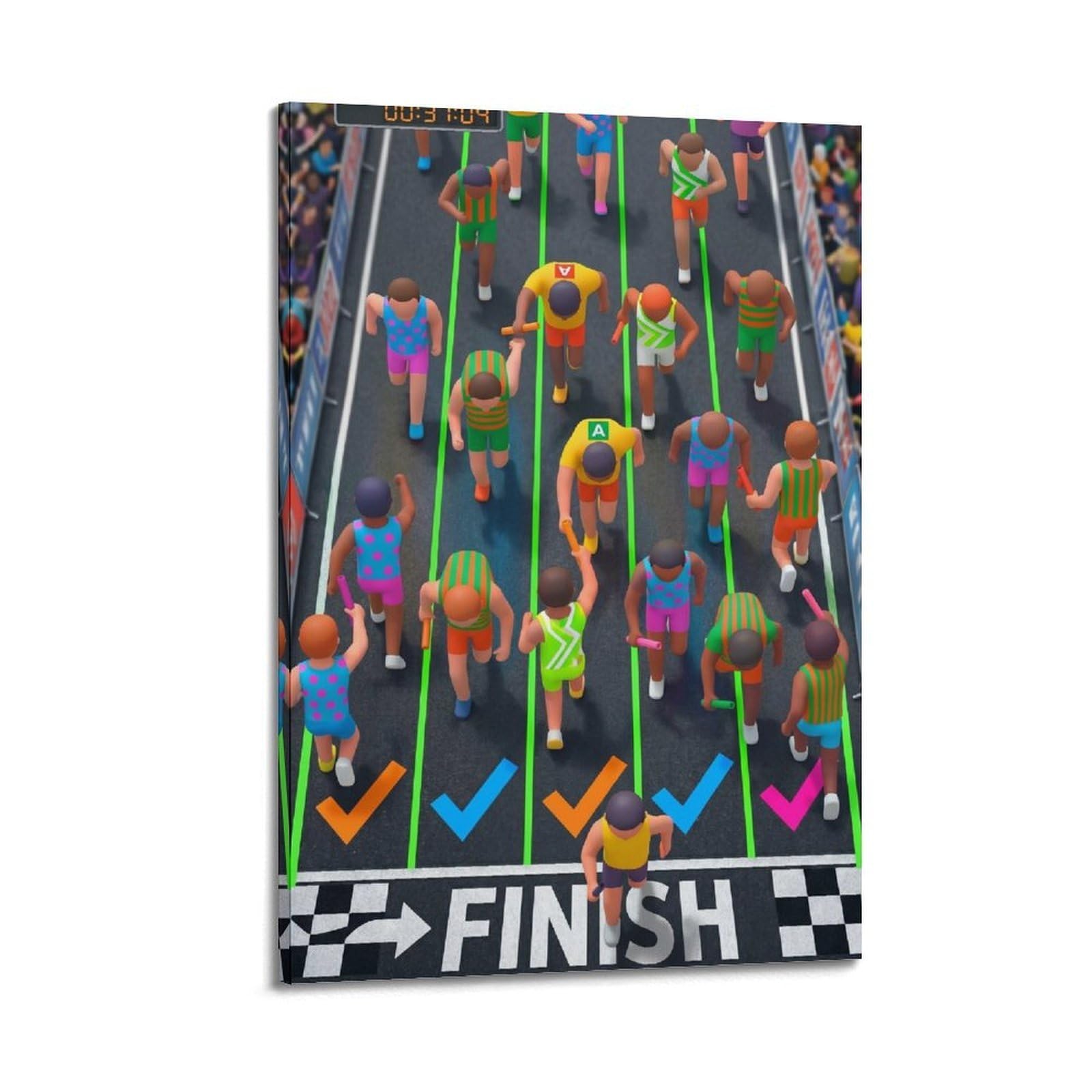 OLYHTR Relay Race Poster Modern Decorative Canvas Prints - Ideal Wall Art for Family, Man Cave, Game Room, Boys & Girls Bedroom 24x36inch(60x90cm)