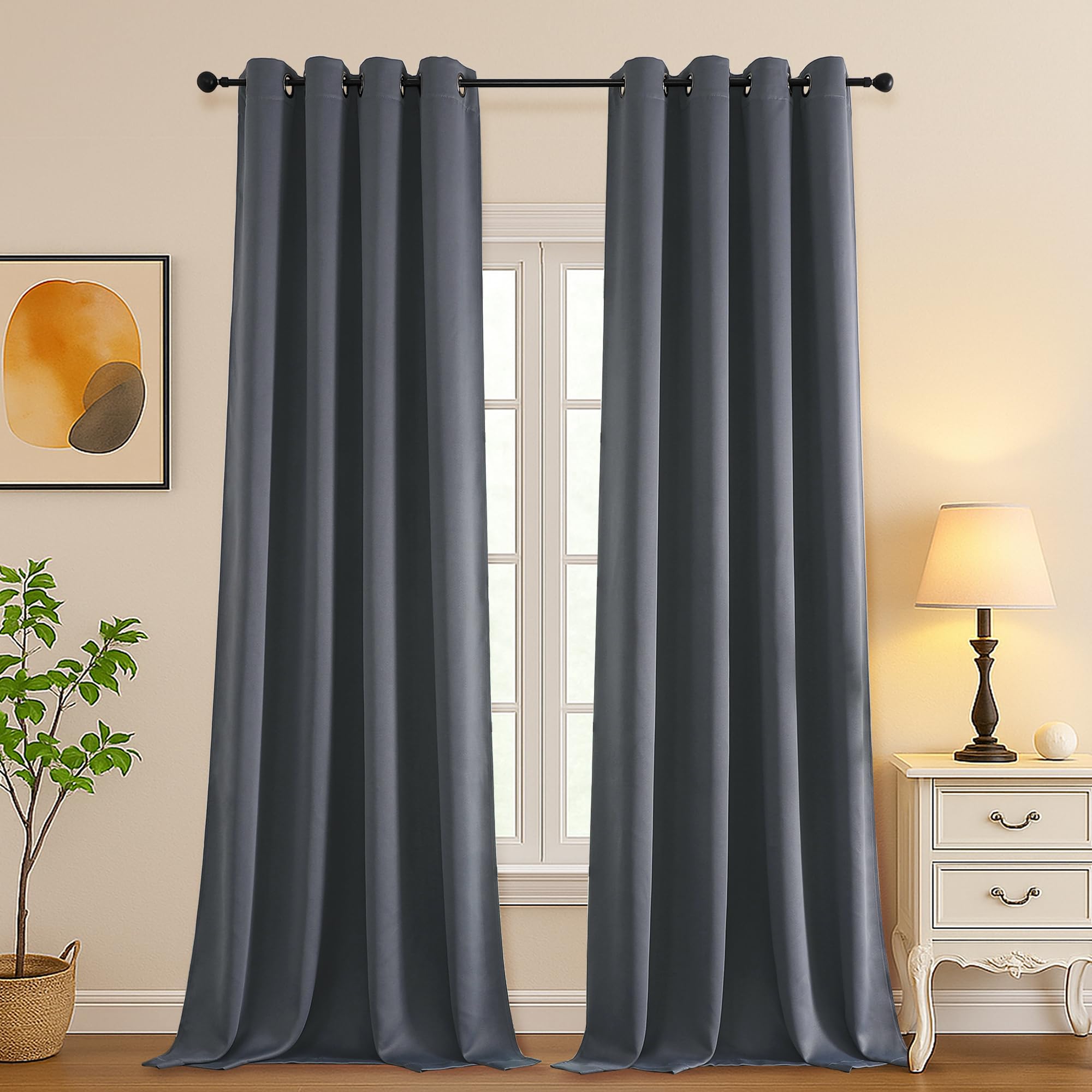 Simplebrand Grey Extra Long Patio Curtains 120 Inches