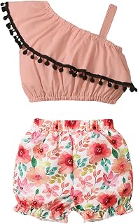 Conjunto de roupas infantis para crianças pequenas, regatas, cor lisa, conjunto de roupas arco-íris (rosa, 6 a 12 meses)