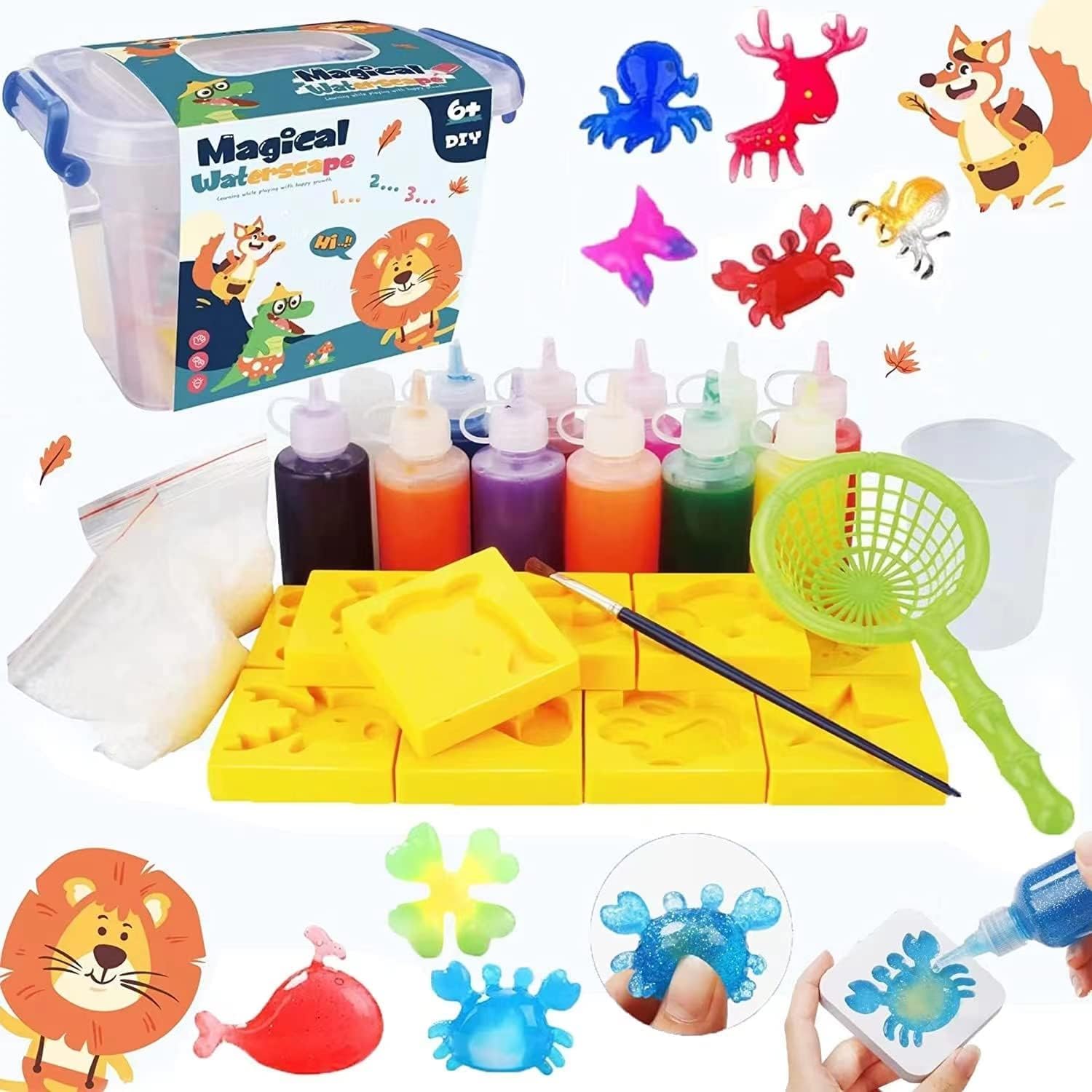Magic Water ELF 12 Color & 12 model Set 3D Handmade Magic Gels Toy Set | Kids DIY Sea Creature Colorful Toys Figures, Handmade Water Beads Toys Christmas Birthday Gifts Party Favors for Kids