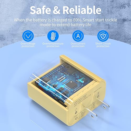 Vista 4 de Paquete de 3 cargadores rápidos para iPhone 14 13 12 11, certificado Apple MFi: cargador de pared USB C de 20 W PD de 6 pies, adaptador de carga