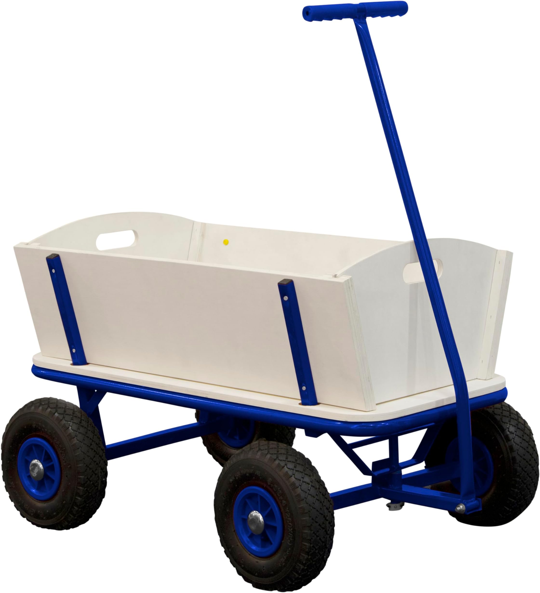 SunnyBilly Beach Wagon/Wagon made of plain wood | Wagon with pneumatic tyres in blue | 34 x 24 x 38 inch