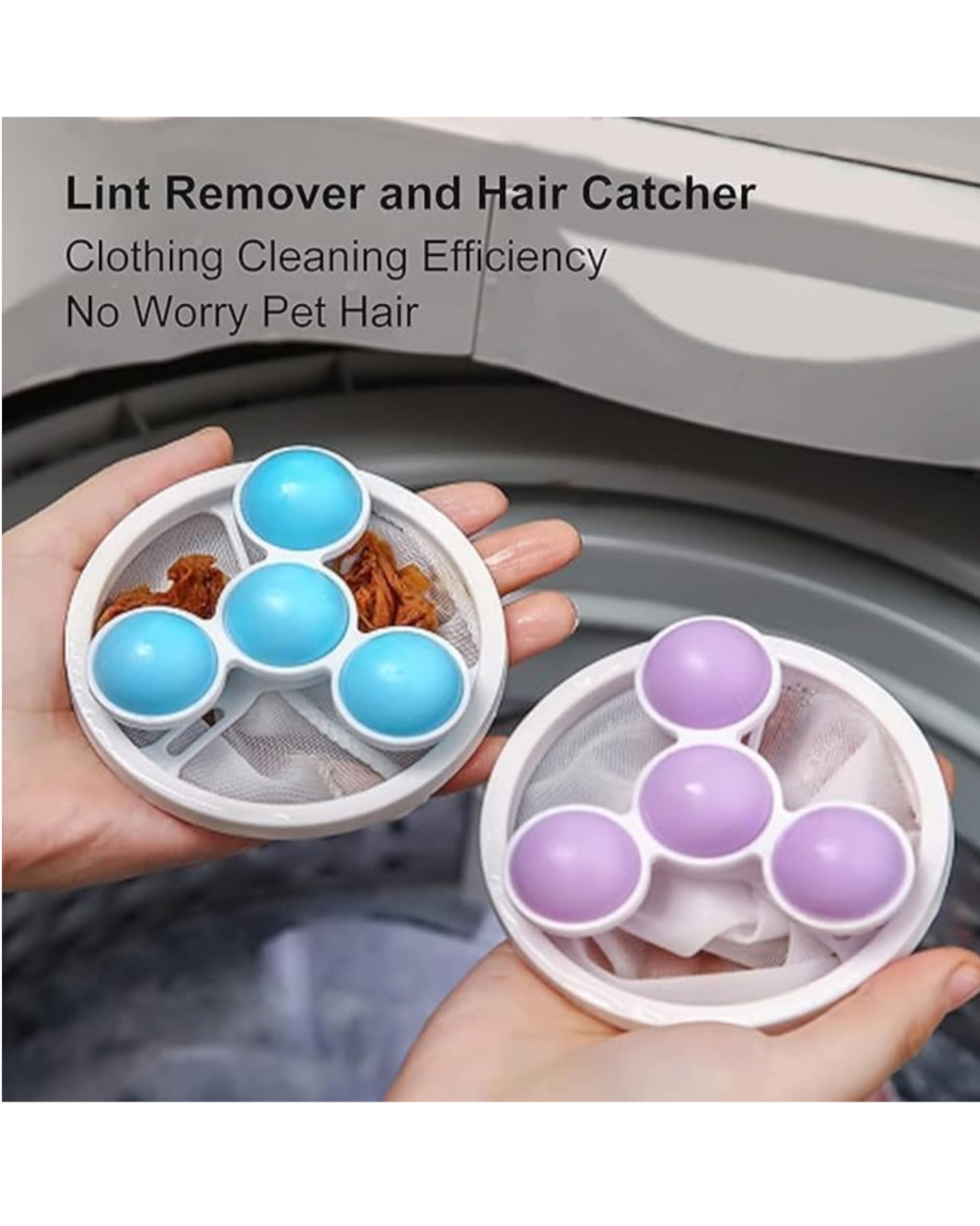 2pcs Washing Machine Floating Lint Mesh Bag Hair Filter Mesh Bags and 10pcs Cleaning with Washer Balls Laundry Balls Combo. 3