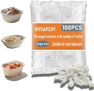 100pcs Plastic Bowl Covers, Elastic Reusable Food Covers for Sourdough Bread Proofing, Disposable Plastic Wrap for Food Storage & Outdoor Use, Fits Bowls Up to 8"