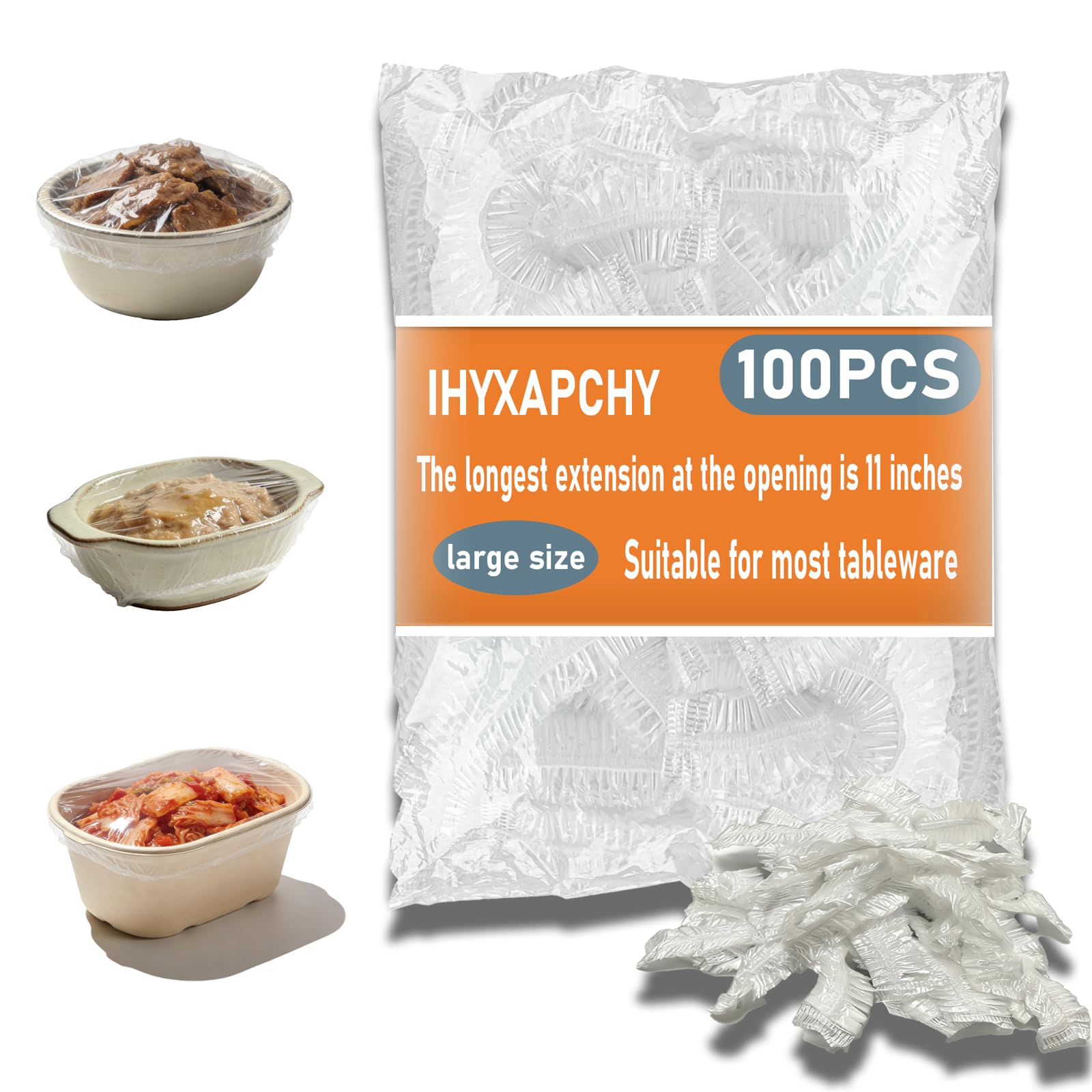 Photo 1 of 100pcs Plastic Bowl Covers, Elastic Reusable Food Covers