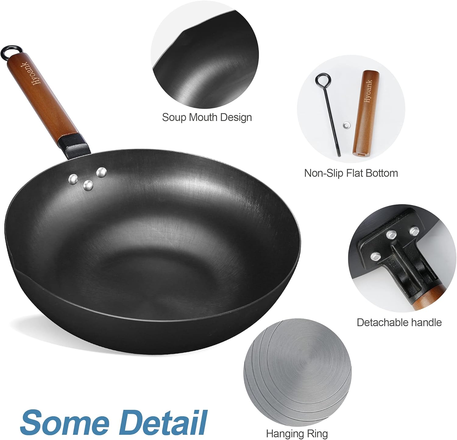 Buy Hyoank Wok Pan, 12.6'' Flat Bottom Woks, Woks and Stir Fry Pans