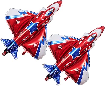 40"Airplane Balloons - Fighter Jet Shaped Foil Mylar Balloons for Baby Shower Kids Boys Birthday Party Supplies Decorations
