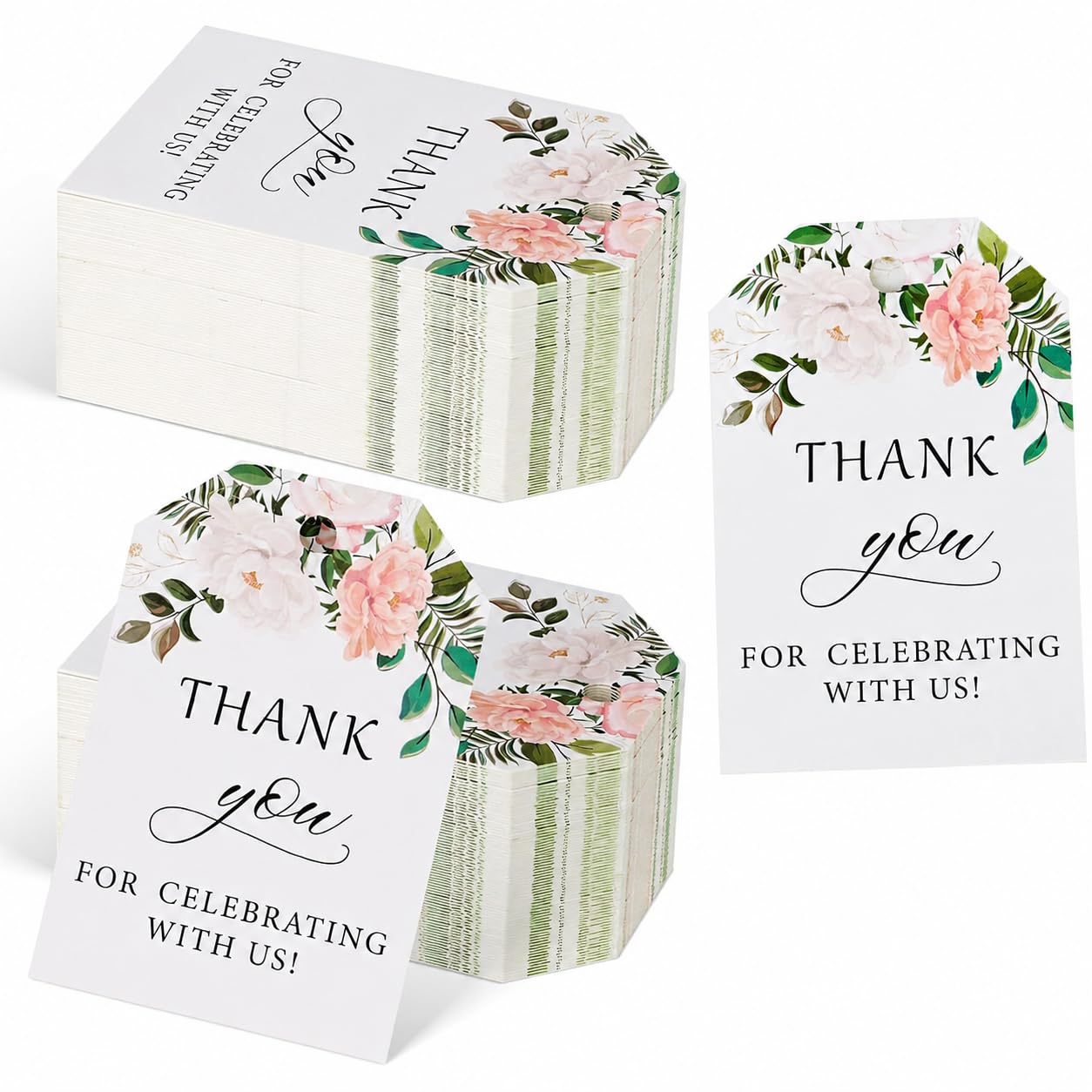 Festiko® 100 Pcs Floral Thank You Gift Tags for Packaging & Gift Wrapping, 350 GSM Thick Paper Hang Tags with Pre-Punched Hole, Writable Blank Back Labels for Wedding Favors & Small Business-image-6