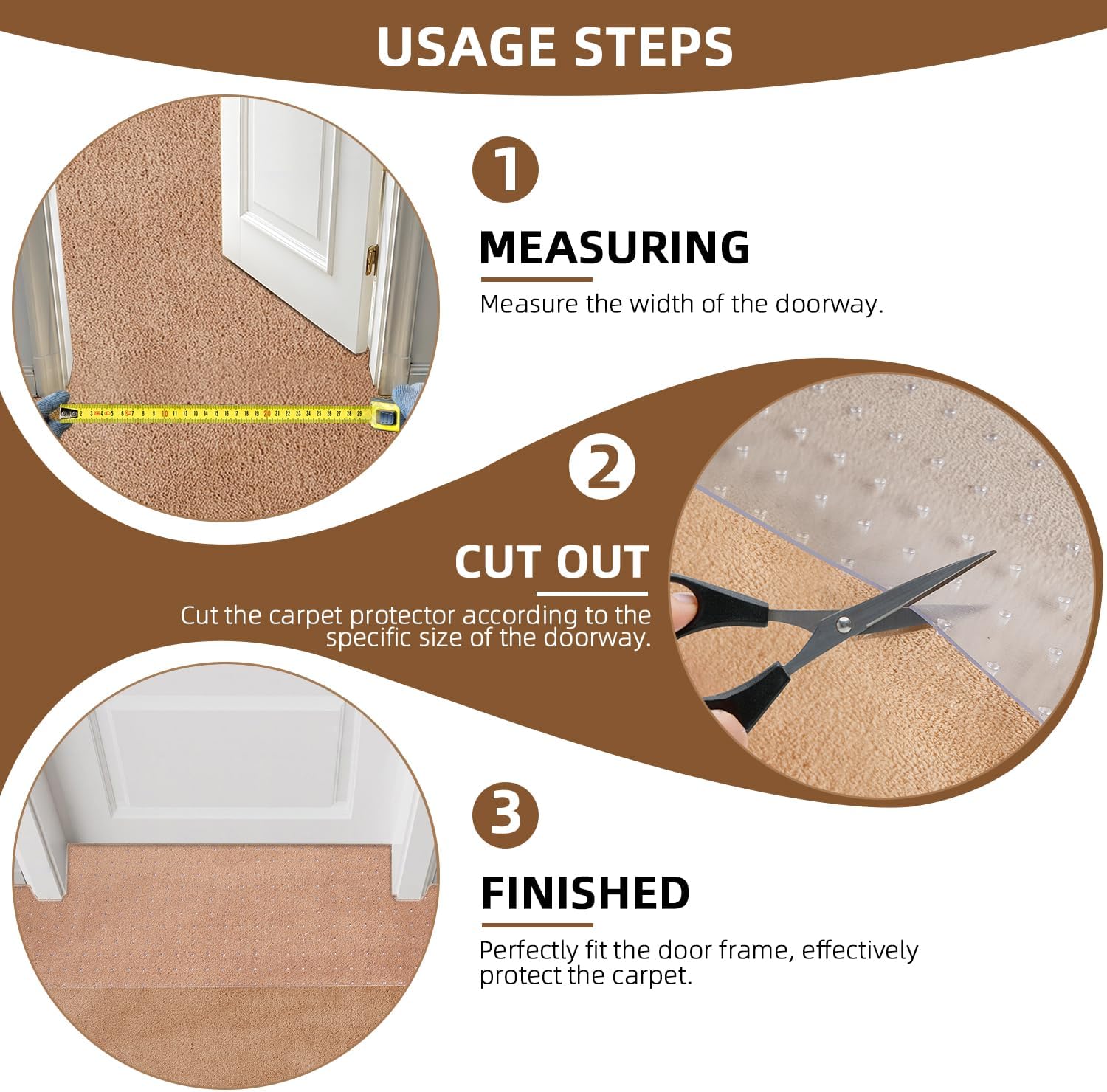 Carpet Protector for Pets, Cat Carpet Protector for Doorway, Easy to Cut PVC Anti Scratch Stopper Under Door,Non-Slip Cat Scratch Mat 3.6FT(2PCS, Clear)