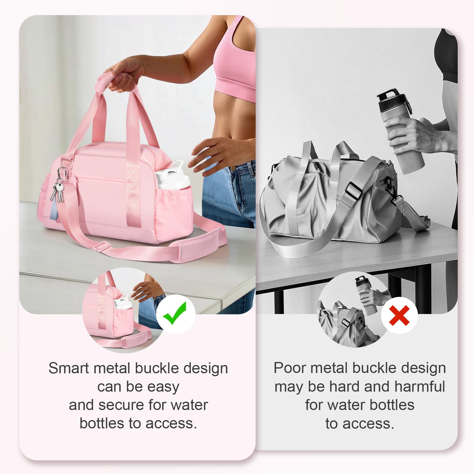 Mini bolsa de gimnasio para mujeres y niñas, pequeña bolsa de gimnasio con compartimento húmedo, impermeable, bonita bolsa de deporte para entrenamiento, Rosa, 14 pulgadas, pequeño