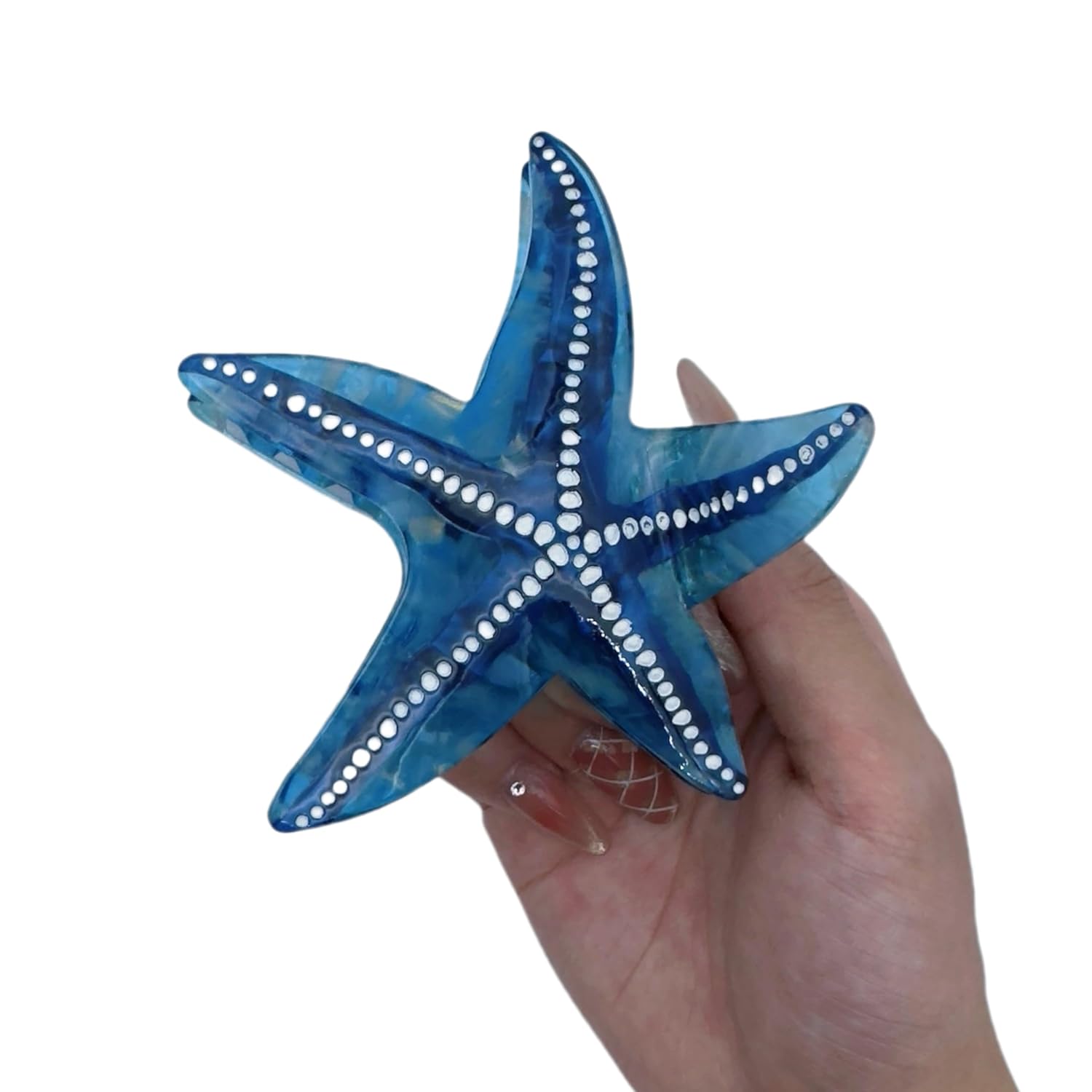 Hand-Assembled Blue Starfish Hair Claw Clip, Premium Acetate Non-Slip Hair Clips for Thick Hair, Ocean-Inspired Hair Accessories for Women, Secure Hold Hair Clip - Image 4