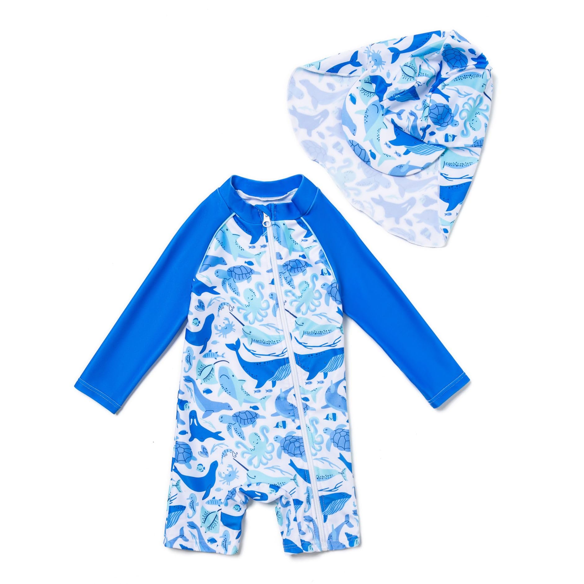 BONVERANO Baby Jungen Recycelter Badeanzug mit einem durchgehendem Reißverschluss UV-Schutz 50+