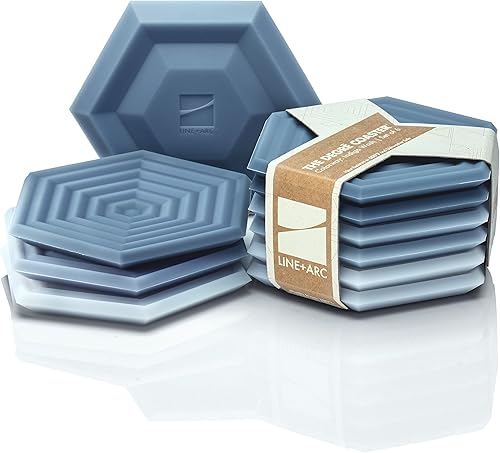 Miniatura 10 de LINE+ARC Posavasos de silicona extra gruesos (Como se vio en NYTimes WireCutter) Impermeables, antimanchas, resistentes al calor, aptos para