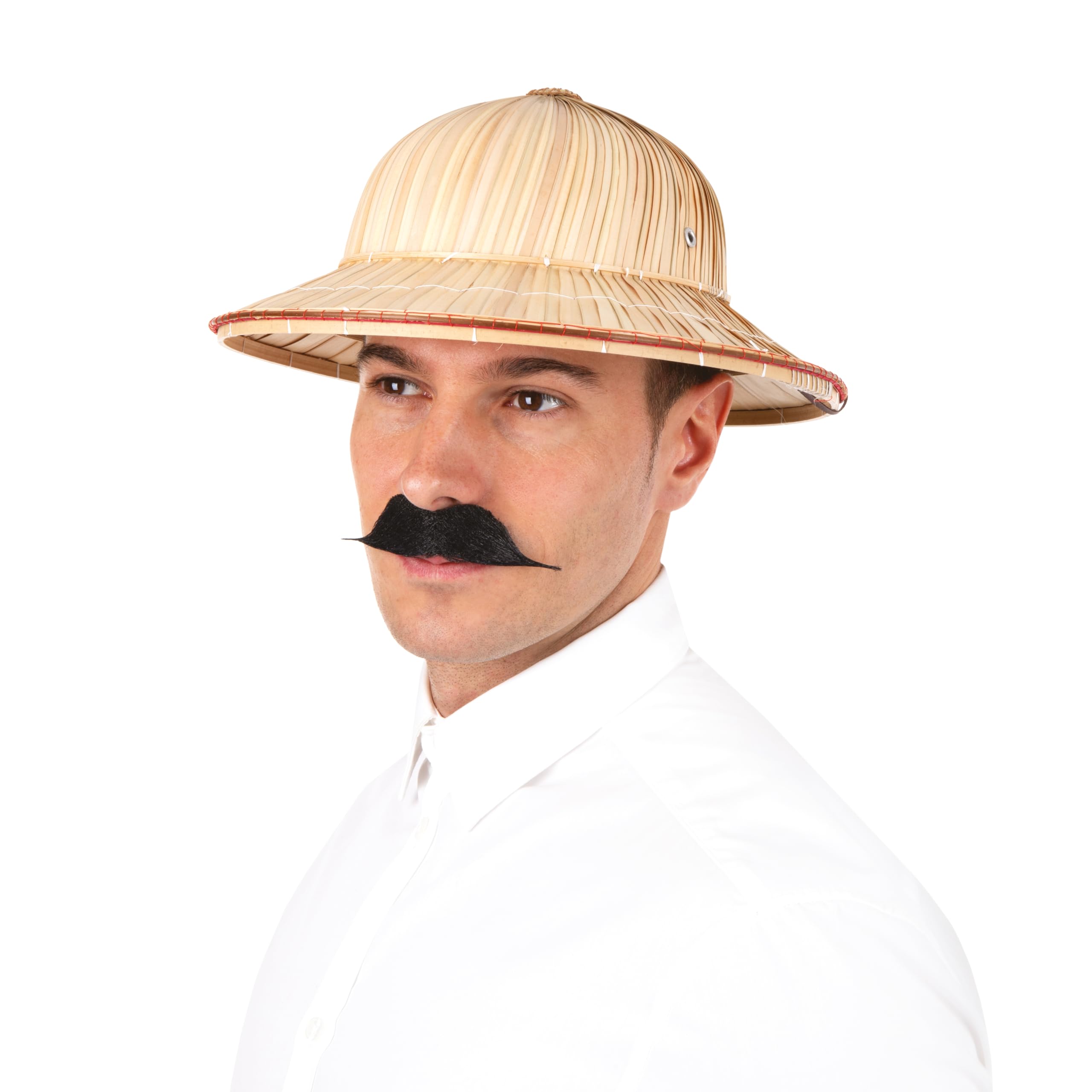 P’TIT Clown - 89042 - Moustache de Déguisement Gentleman - Fausse Moustache Adhésive - Facile à Coller - Accessoire Costume Carnaval, Halloween, Cosplay, Film, Spectacle, Fêtes Costumées - Noir