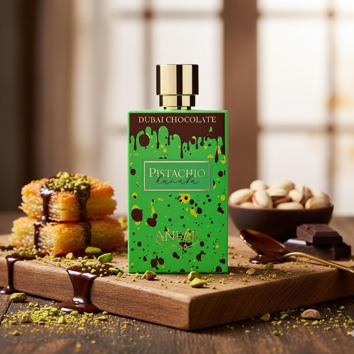 AROMA CONCEPTS | Dubai Chocolate Perfume Pistachio Kunafa Fragrance EDP 2.7 Fl Oz | Unisex Sweet Gourmand Perfume with Chocolate, Caramel & Pistachio | Arabian Dessert-Inspired Luxury Scent