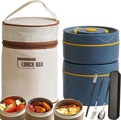Juego de contenedores de almuerzo aislados portátiles, 234 niveles separados, apilables, de acero inoxidable, con bolsa de almuerzo aislada, caja