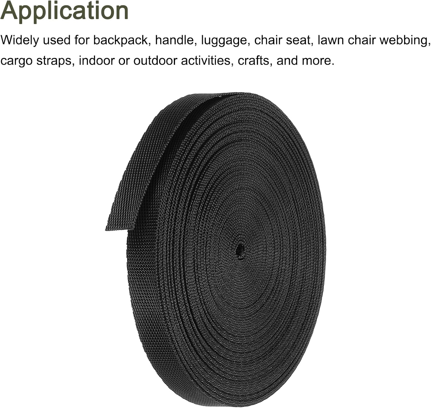 MECCANIXITY Flat Nylon Webbing Strap 3/8 Inch 10 Yards Polypropylene Webbing Black for Backpack, Luggage-Rack, Outdoor Climbing, DIY Craft
