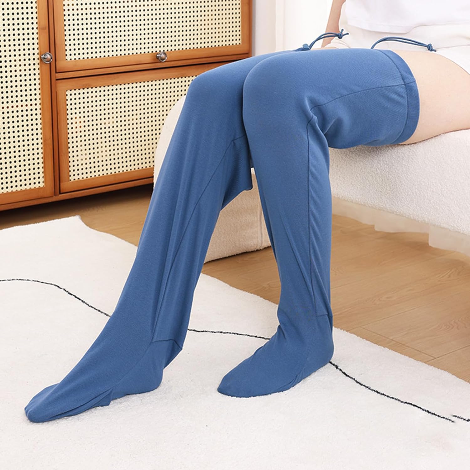 Thermal Leg Warmers For Elderly Extended Coverage Cotton Nonslip Foot Sleeves For Cold Weather Indoor Use