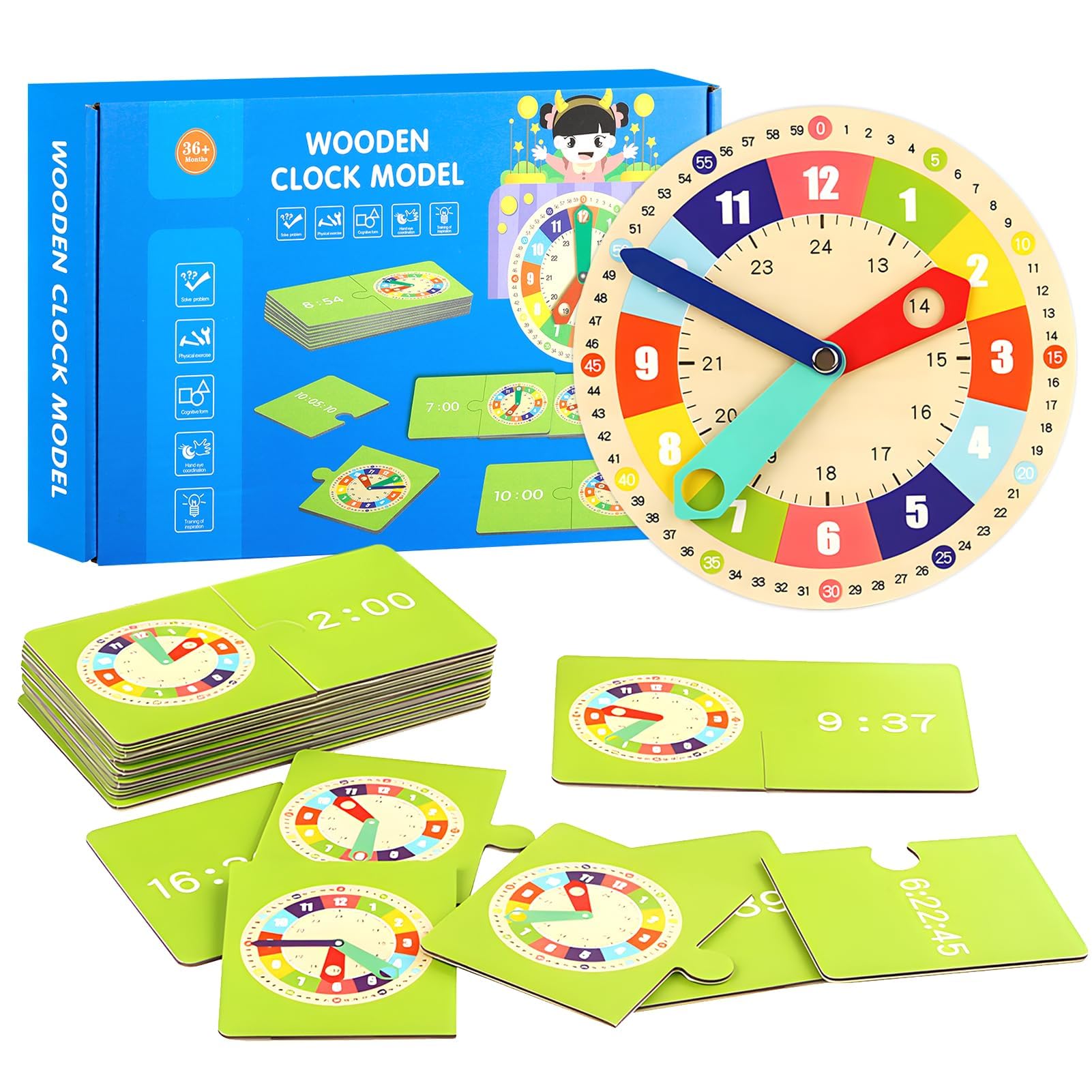 Orologio Didattico Montessori,Orologio per Bambini,Orologio Didattico per Bambino,Orologio per Imparare a Leggere L'ora,Educativo e Montessori,Apprendimento Precoce,Regalo Didattico