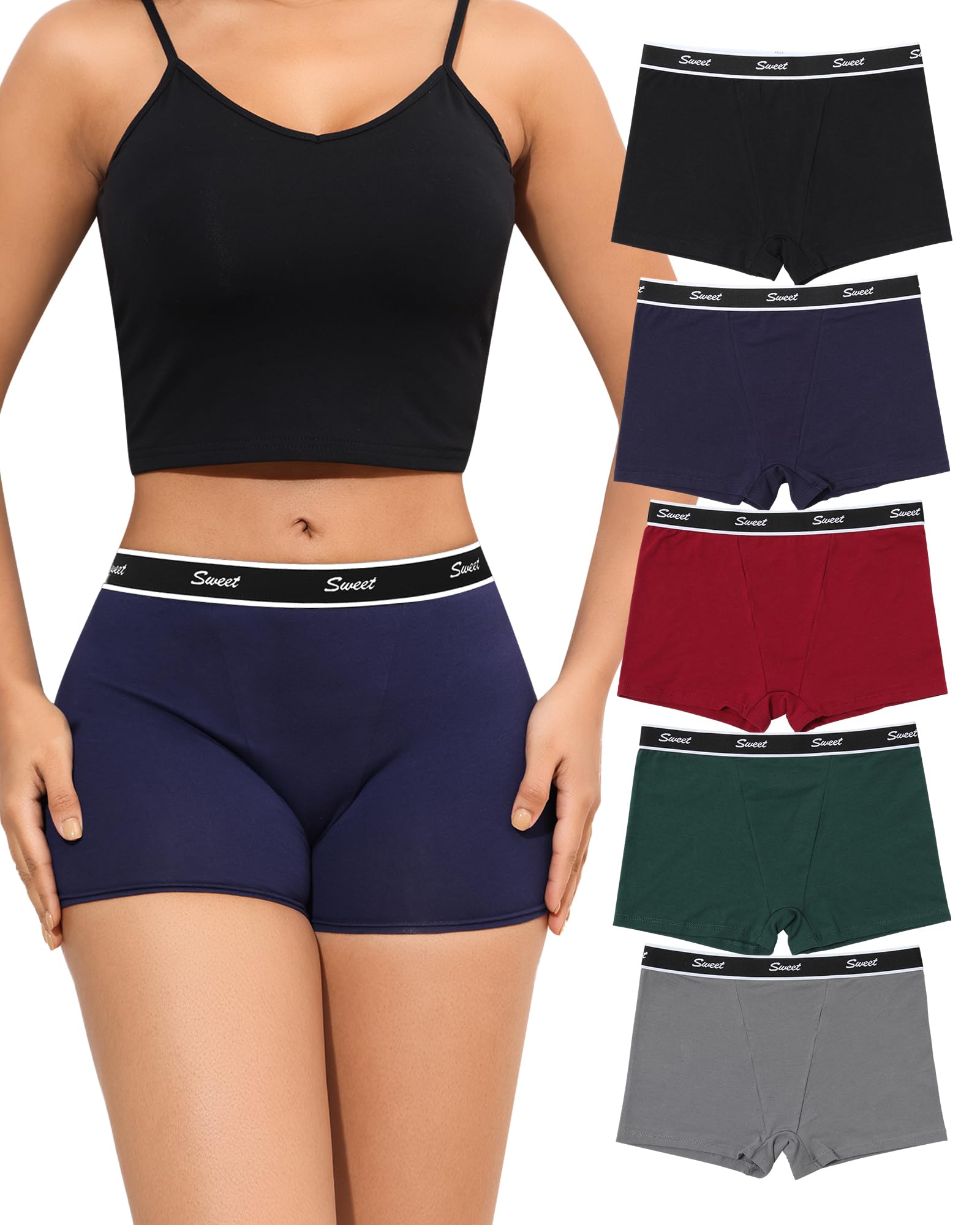 Levao Boxershorts Damen Baumwolle Unterhosen Damen Unterwäsche Frauen mit Bein Baumwoll Slip Cotton Boxer Shorts Boyshorts Panties Mehrpack S-XXL