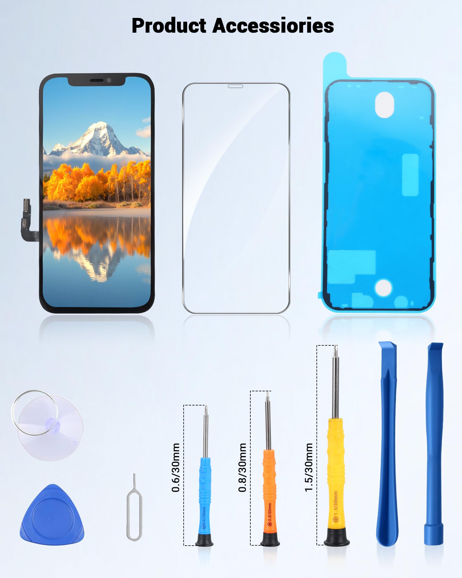Für iPhone 12/12 Pro Display Ersatz Set 6,1 Zoll 3D Touch Bildschirm mit Rahmen Digitizer inkl. Reparatur Werkzeug & Displayschutz(Modelle A2172, A2402, A2404, A2403, A2341, A2406, A2408, A2407)