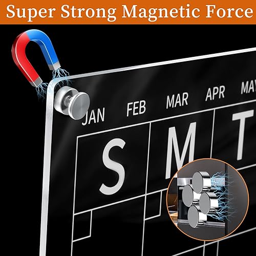Miniatura 4 de Calendario magnético acrílico para refrigerador, calendario magnético de borrado en seco acrílico transparente para refrigerador, calendario
