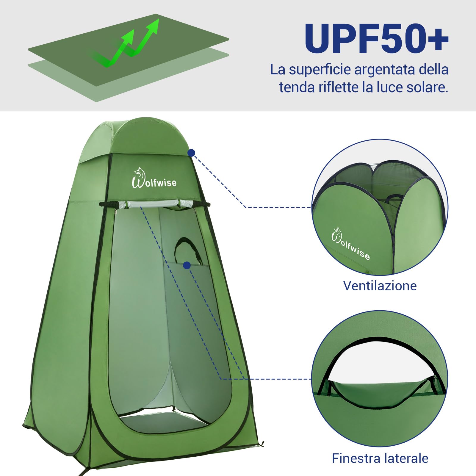 WolfWise Tenda Istantanea Pop-Up Privato Portabile per Campeggio Spiaggia Bagno Spogliatoio Doccia Riparo