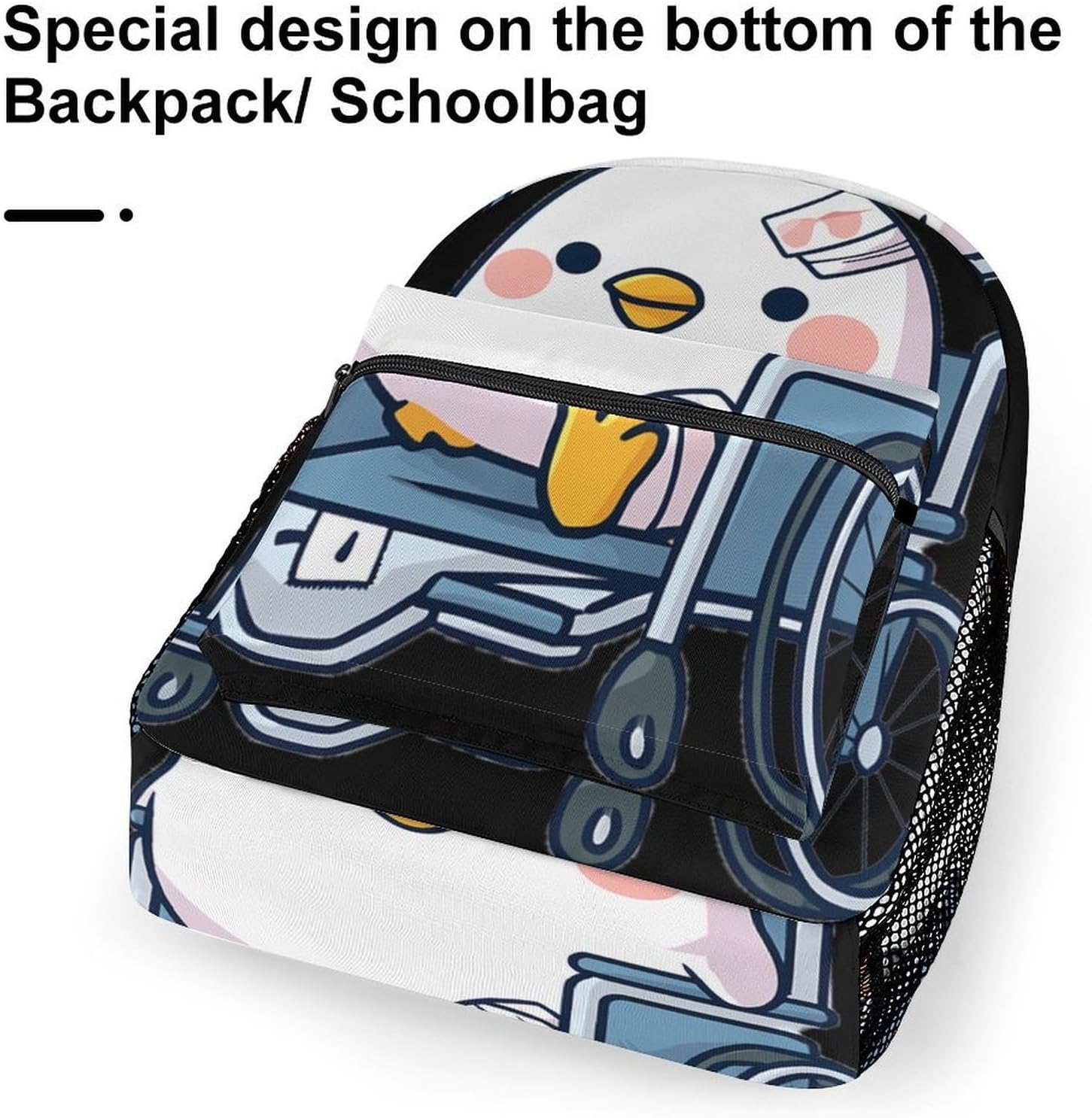 Cute Chicken in Wheel Chai Unisex Backpack Casual Daypacks Lightweight Shoulders Bag for Camping Hiking Travel