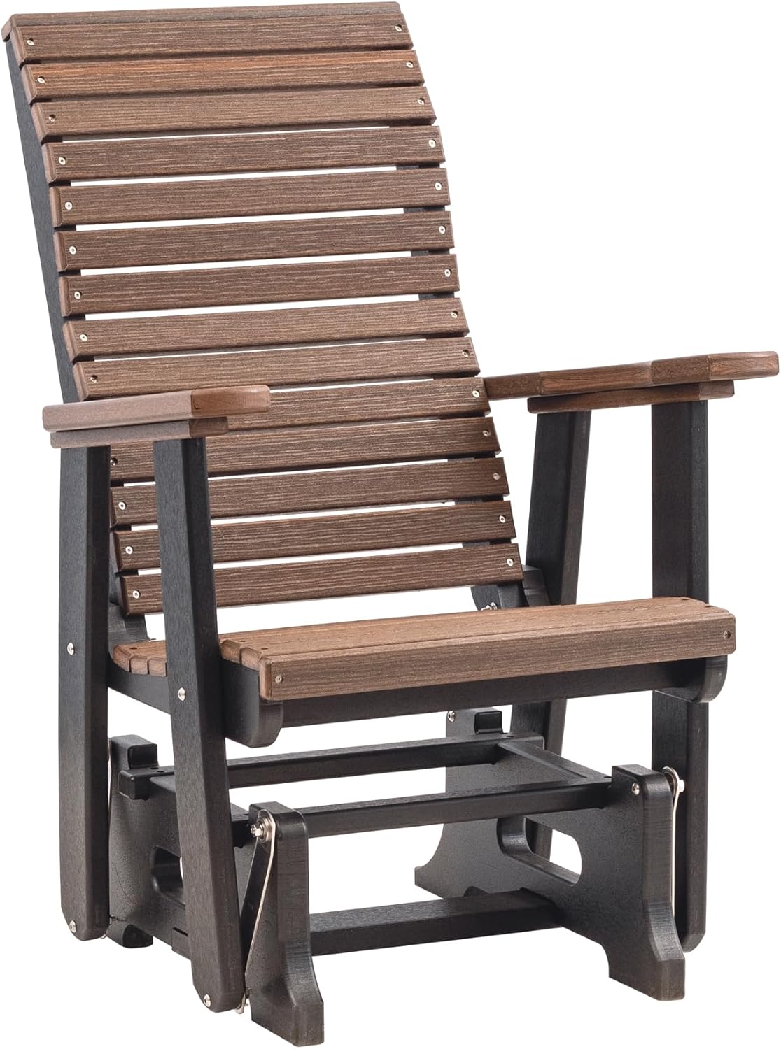 Anchor Bay Amish Crafted Poly Outdoor Glider, High-Back (Brazilian Walnut on Black)