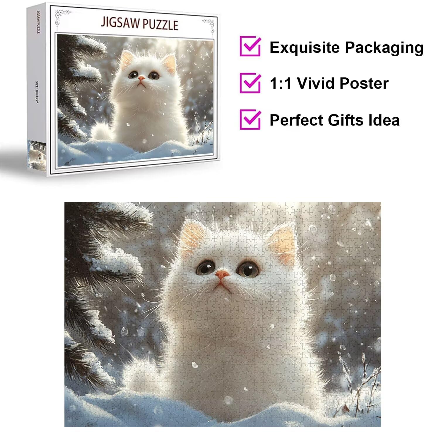 Puzzle 3000 elementów dla dorosłych, gry rodzinne, kot zima, n-495