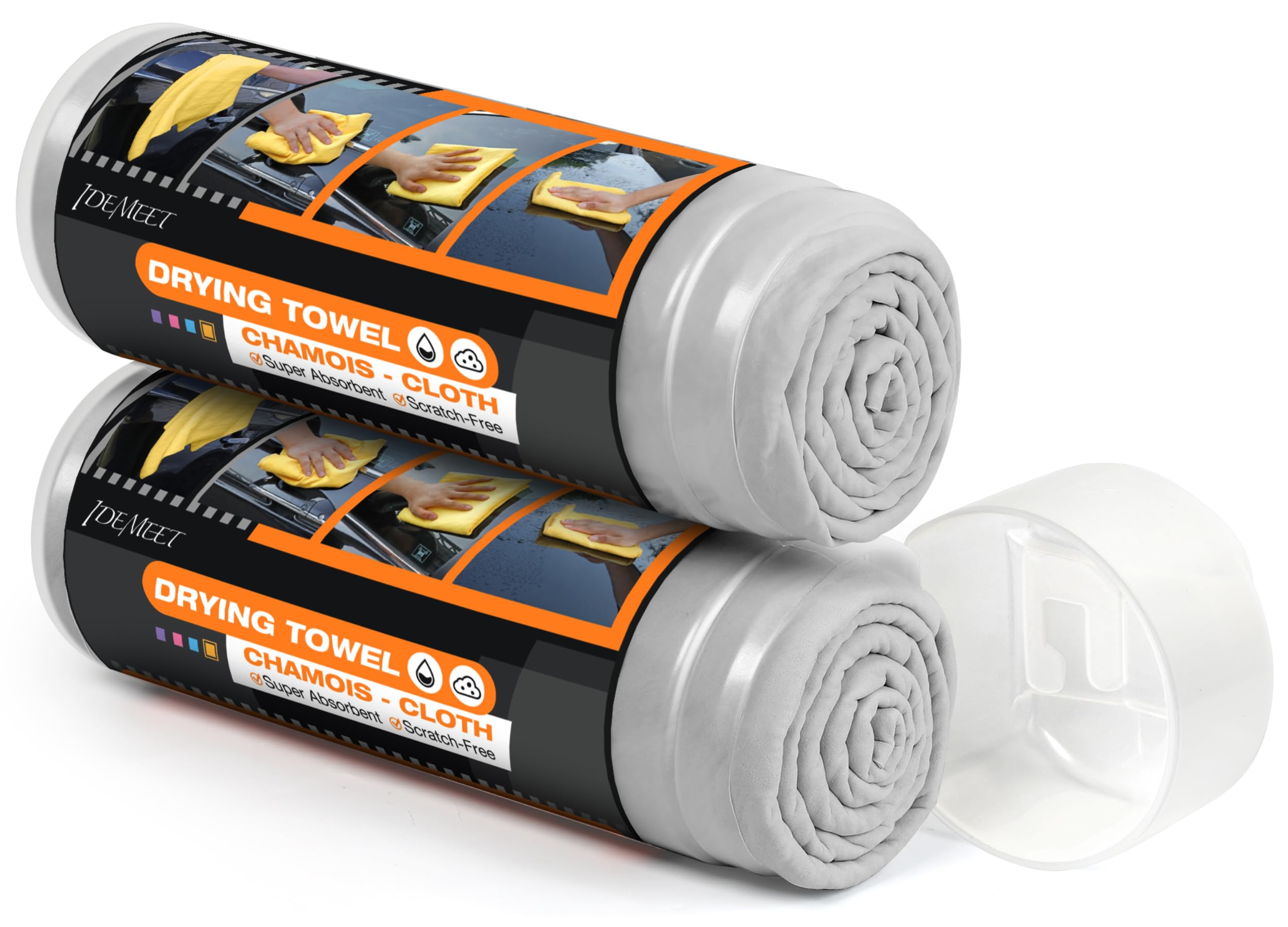 Idemeet2 Pack 26"x17" Super Soft Absorbent Drying Towel, Chamois Cloth Shammy, Light Gray