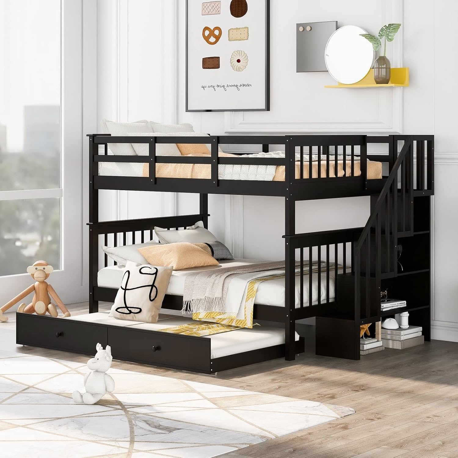 Banemi Full Size Bed Frames, Wooden Bed Frame Full Espresso