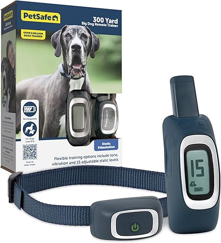 PetSafe Collar de entrenamiento remoto de 300 yardas  Elija entre tono, vibración o 15 niveles de estimulación estática  Opción de rango medio para