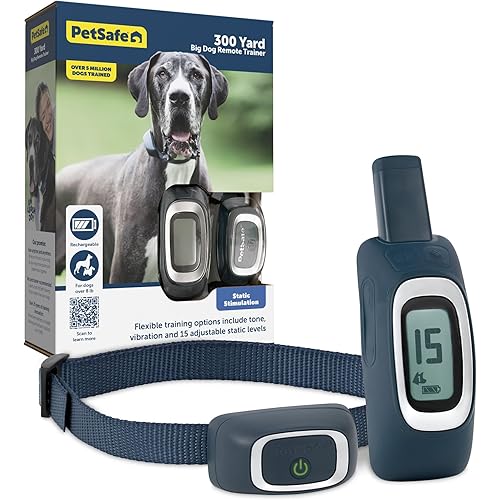 PetSafe 300 Yard Remote Training Collar – Choose from Tone, Vibration, or 15 Levels of Static Stimulation – Medium Range Option for Training Off Leash Dogs – Waterproof and Durable – Rechargeable