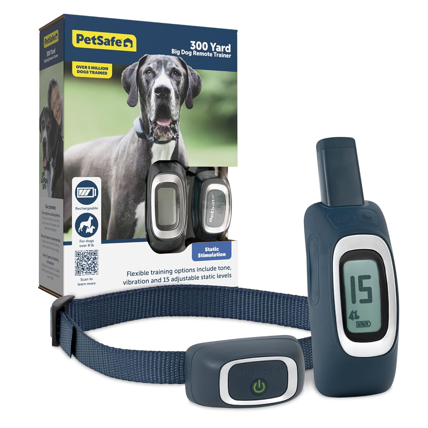 PetSafe 300 Yard Remote Training Collar Choose from Tone Vibration or 15 Levels of Static Stimulation Medium Range