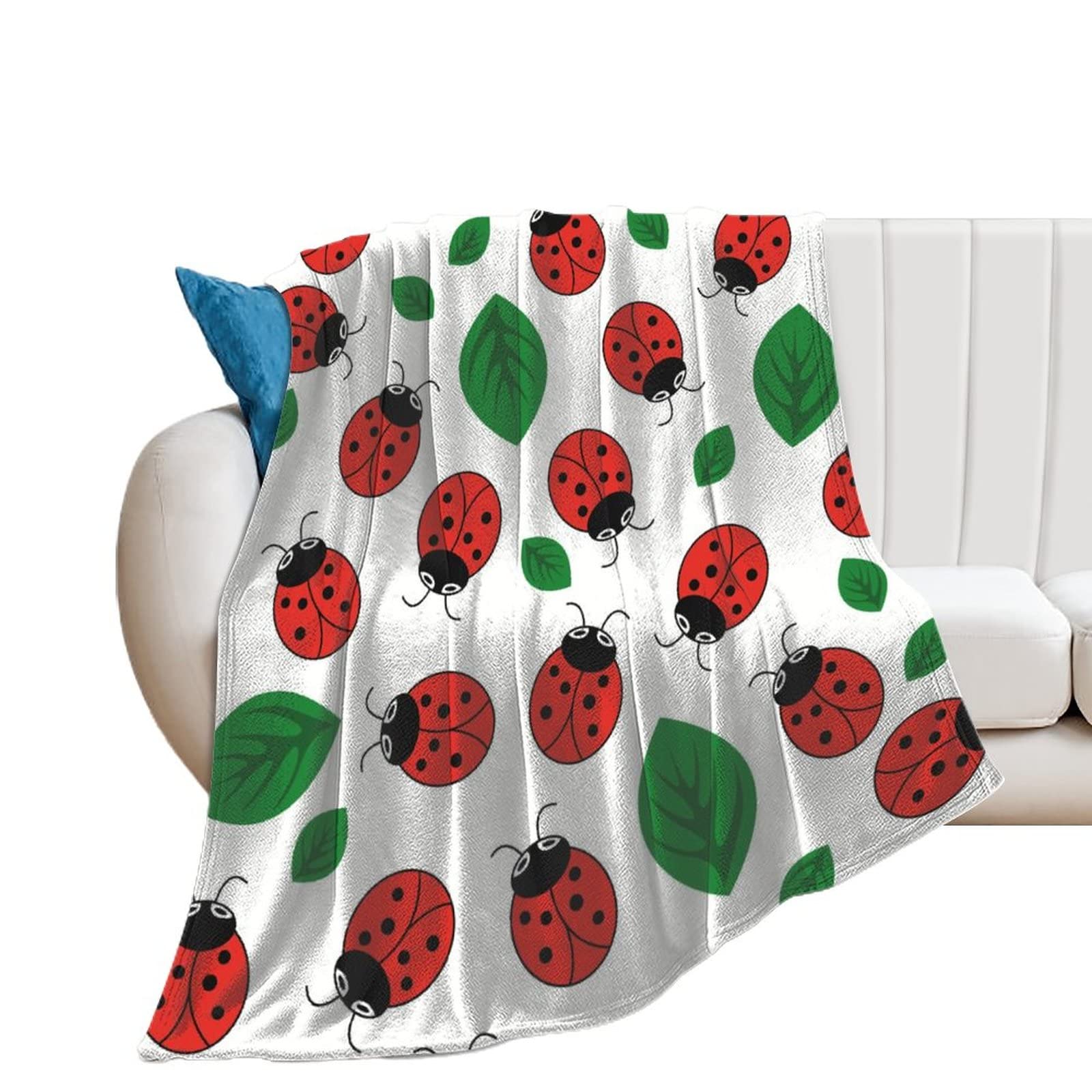 Couverture de salon coccinelle anti-froid en polaire pour lit et canapé
