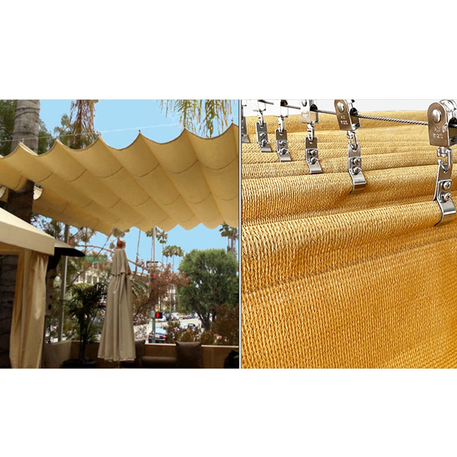 Voile d'ombrage rétractable contre la chaleur sur la terrasse et le jardin