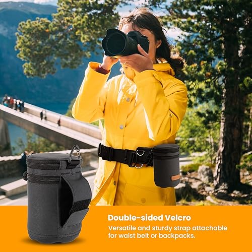 Vista 12 de TARION Funda rígida para lente de cámara profesional, bolsa acolchada para lente de cámara, bolsa de transporte para lente DSLR SLR, a prueba
