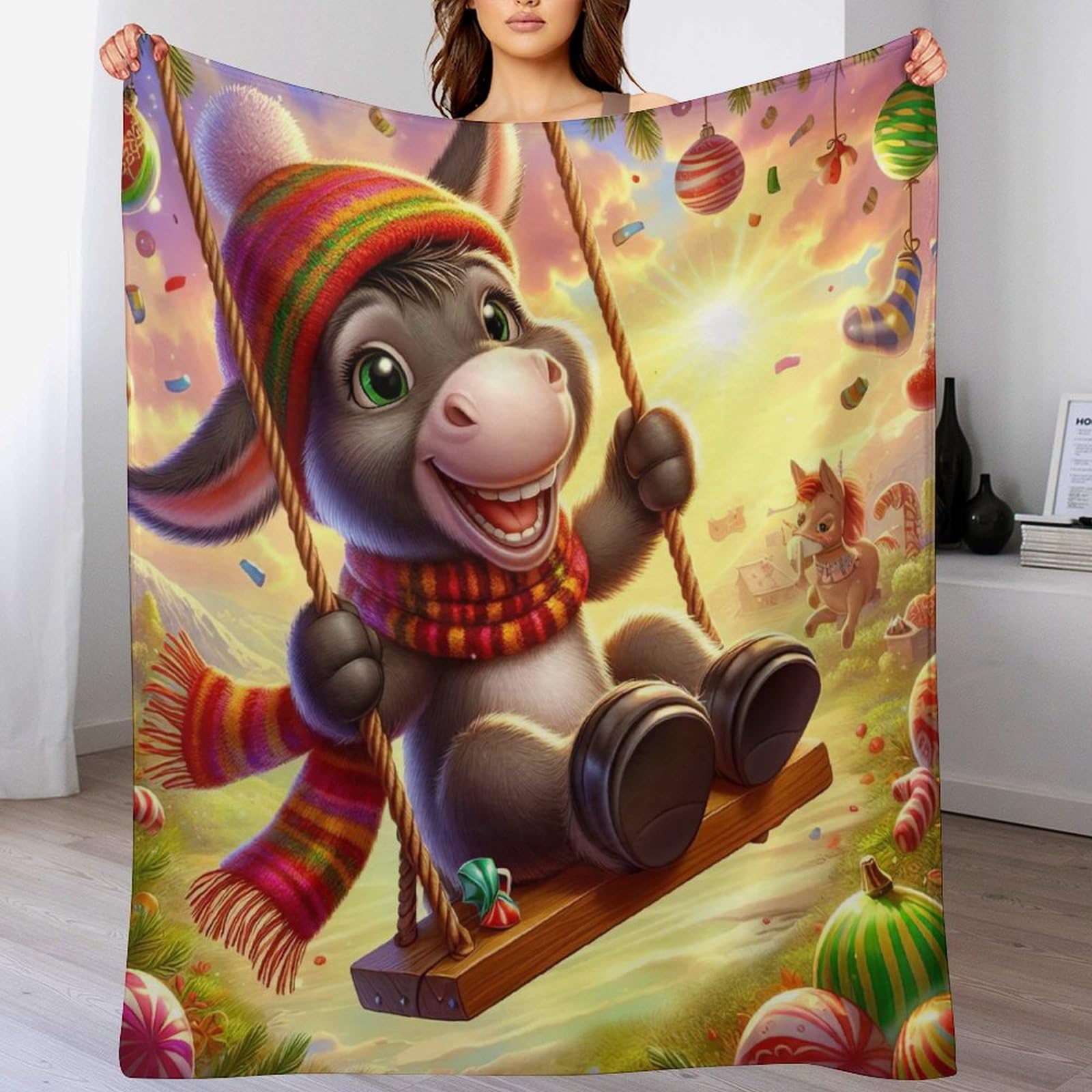 Manta de franela de burro 130x180 cm con impresión digital suave para niños y adultos