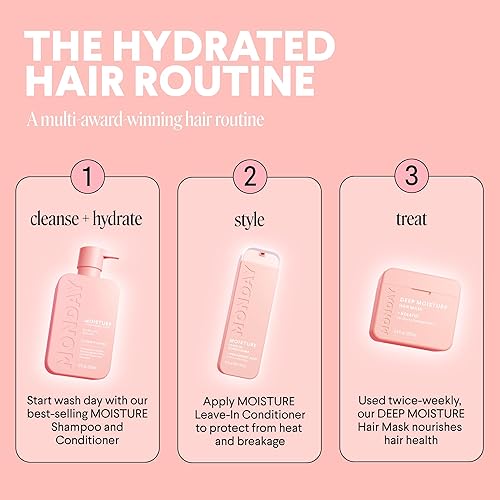 Miniatura 8 de MONDAY HAIRCARE Acondicionador de humedad de 12 onzas para cabello seco, grueso, estresado, enrollado y rizado, hecho de aceite de coco, proteína de