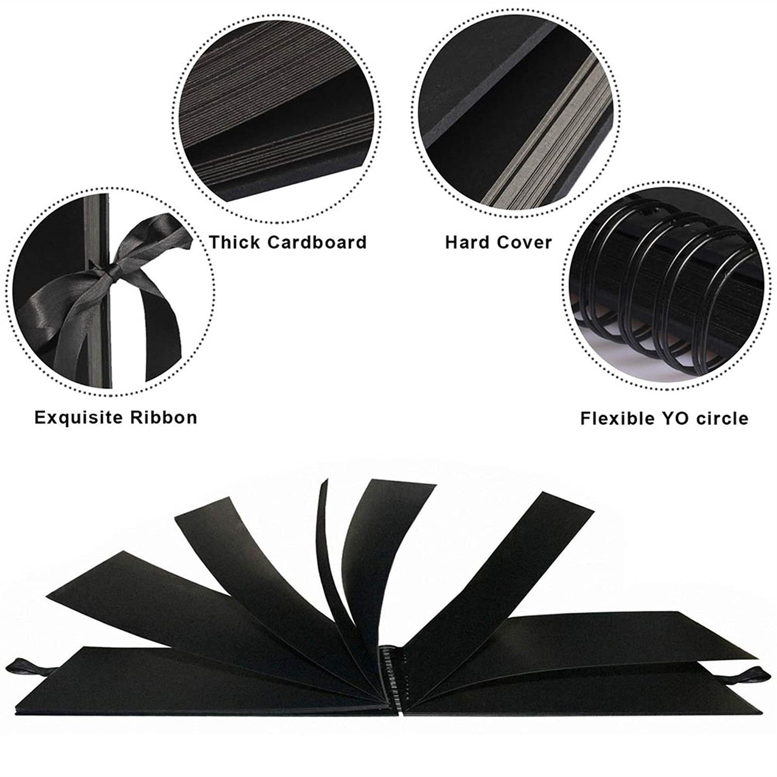Album Photo Albums photo 80 Noir Pages Noir Livres de mémoire A4 Craft Papier DIY Scrapbooking Image Grande capacité Famille Mariage Picture Albums Album (Color : B)