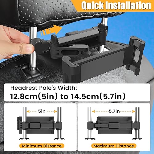 Miniatura 3 de najiaxiaowu Soporte para reposacabezas para automóvil, soporte para reposacabezas de iPad para automóvil, se adapta a teléfonostabletasiPad de 5.5 a