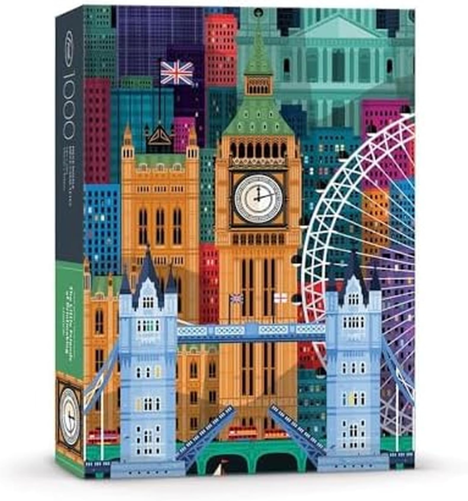 Fred 1000 Piece Artistic Puzzle, London - Thick Ribbon-Cut Pieces with Matte Finish, Reference Poster, Minimal Dust Bag - Creative Pastime & Wall Art Project for Adults, City Jigsaw Puzzles Scenery